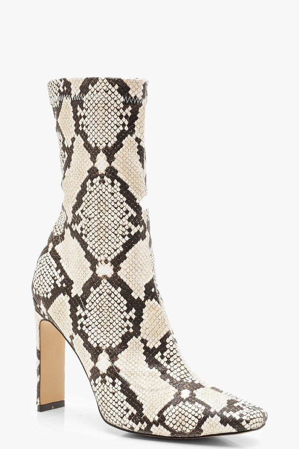 snakeskin sock boots