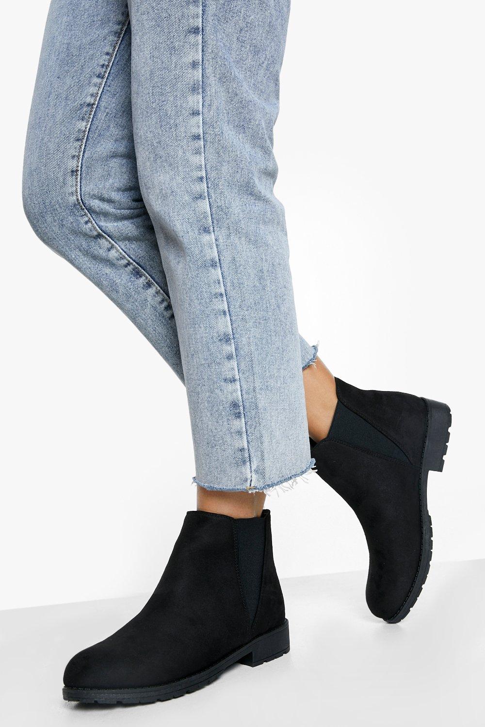 boohoo Womens Chunky Cleated Chelsea Boots - Black - 5, Black