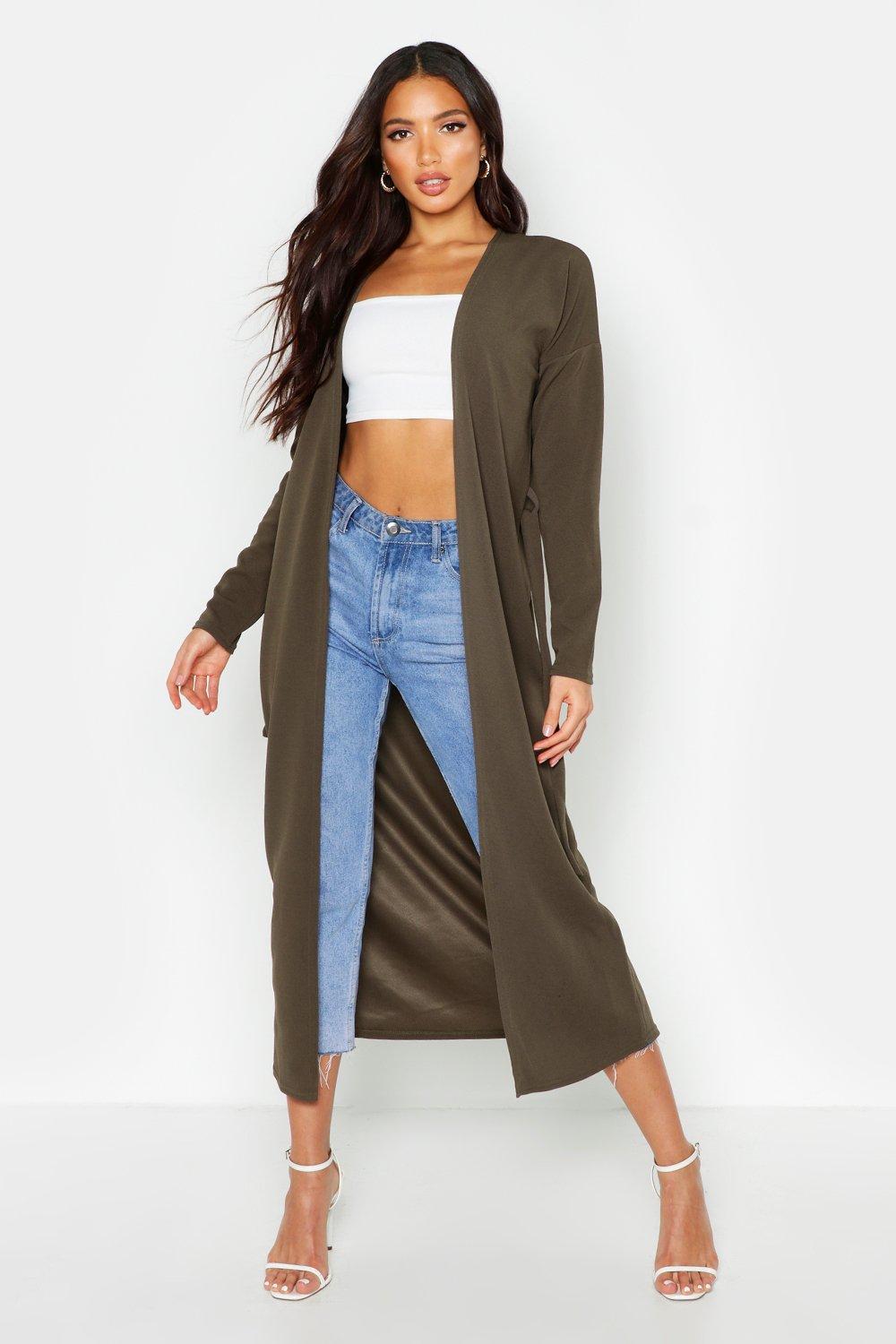 Boohoo Maxi Kimono Met Ceintuur, Khaki