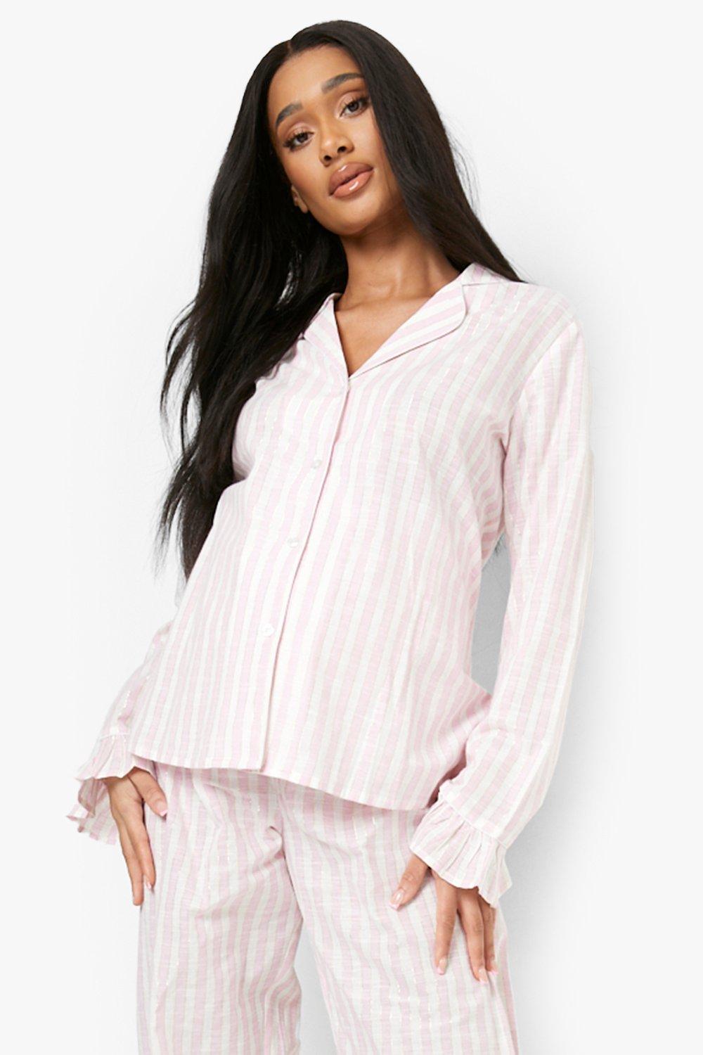 Mammakläder Glittrig Pajamas Med Volanger, Pink