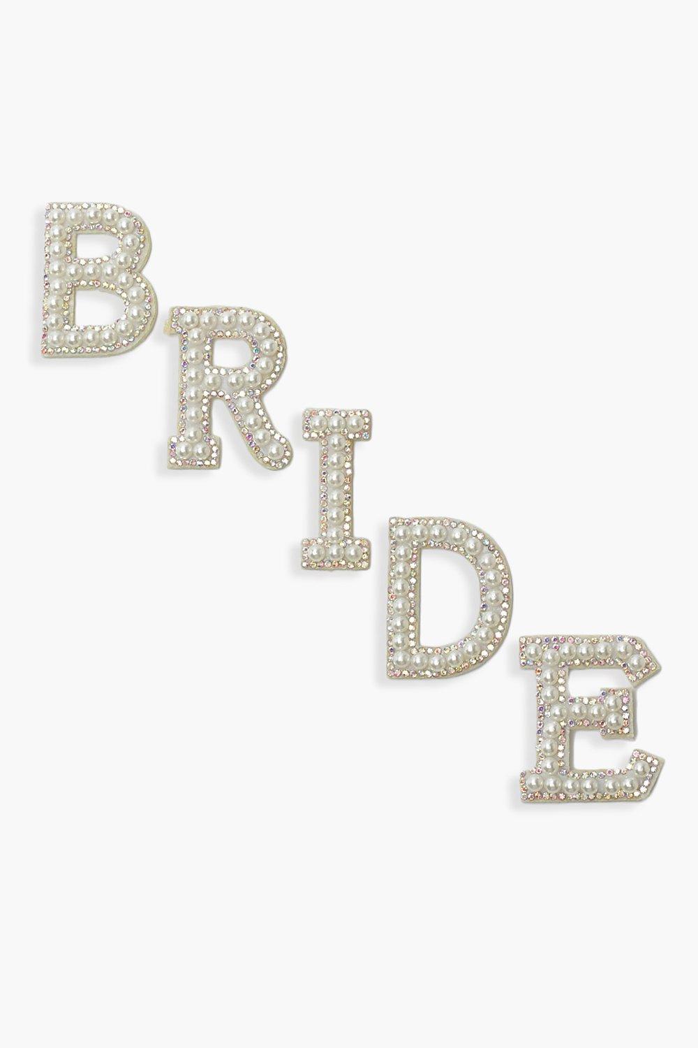 Image of Womens Bride Pearl Rhinestone Letters - White - One Size, White
