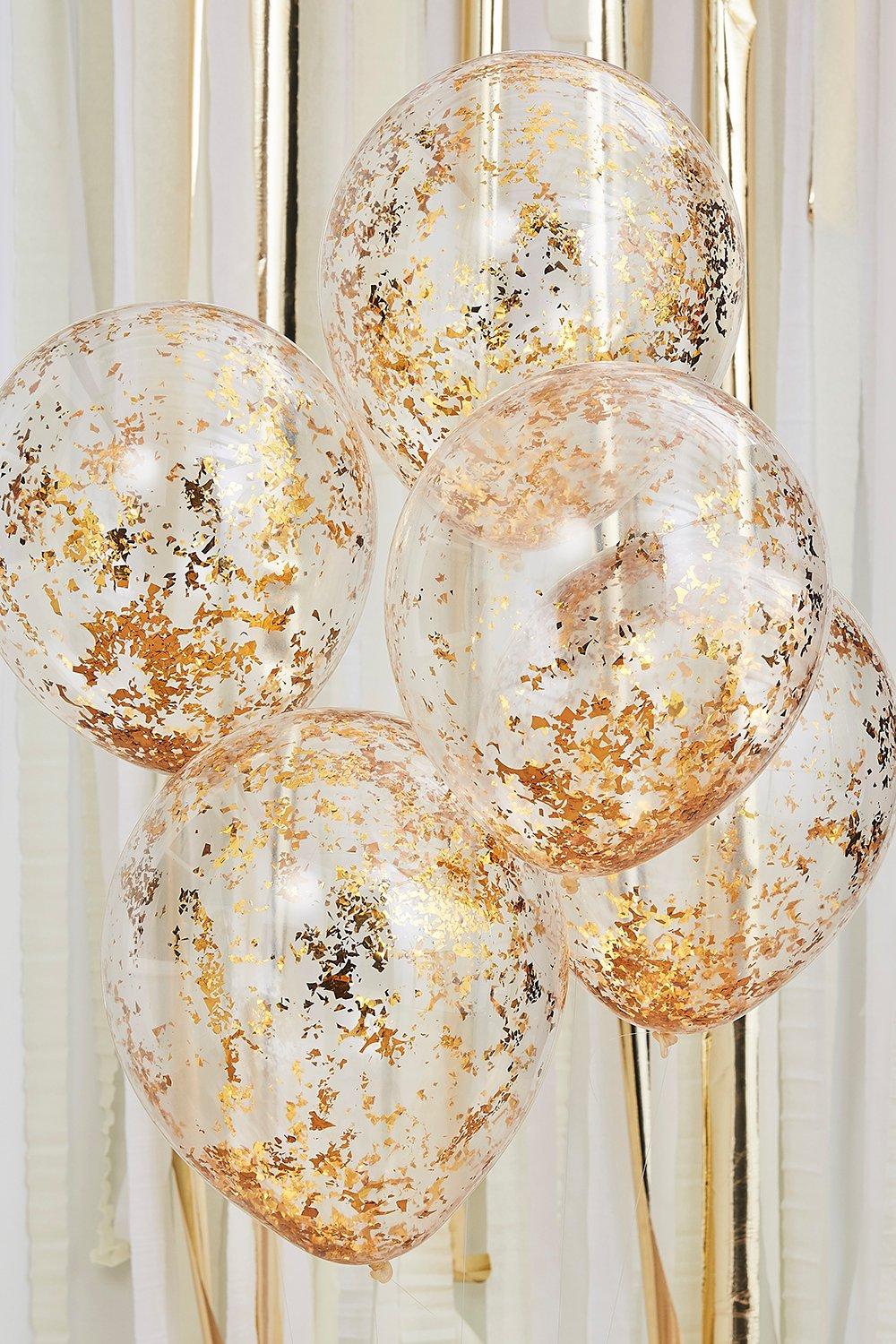 Ginger Ray Gold Foil Confetti Filled Balloons, Gold