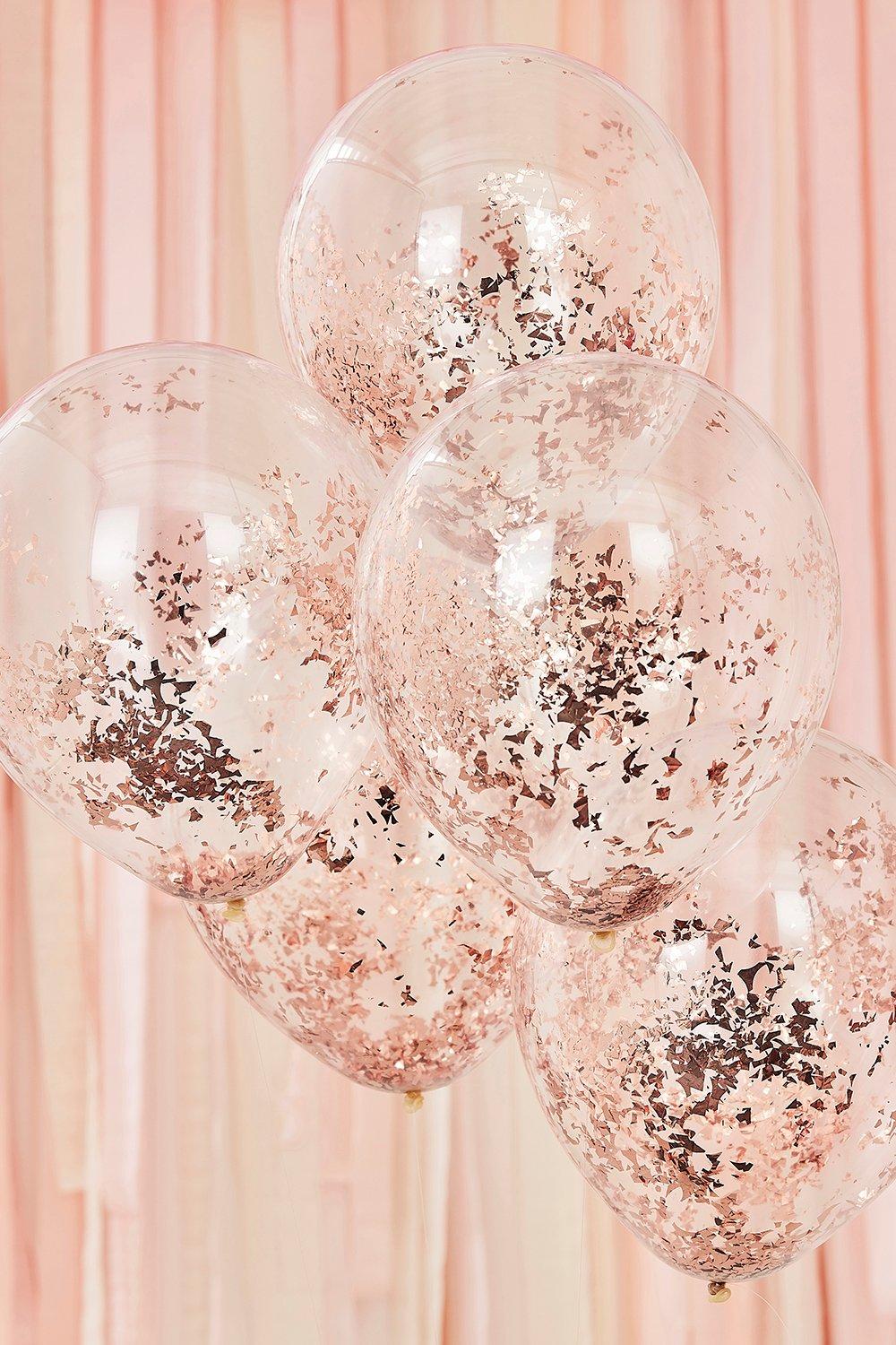 Ginger Ray Foil Confetti Balloons, Rose Gold