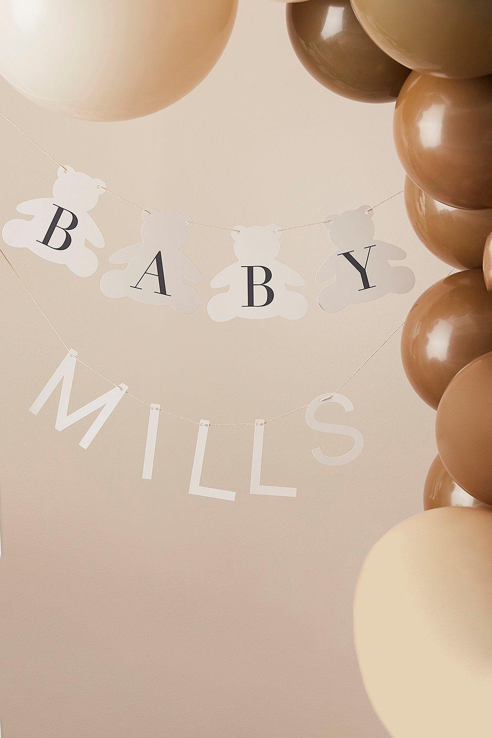 Ginger Ray Customisable Baby Name Bear Bunting, Neutral