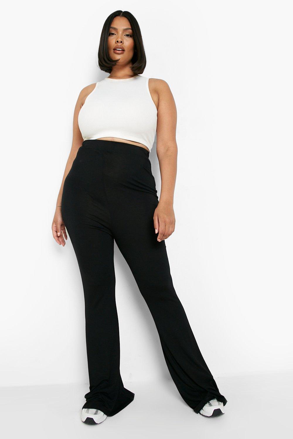 Plus High Waist Basic Fit And Flare Trouser, Black
