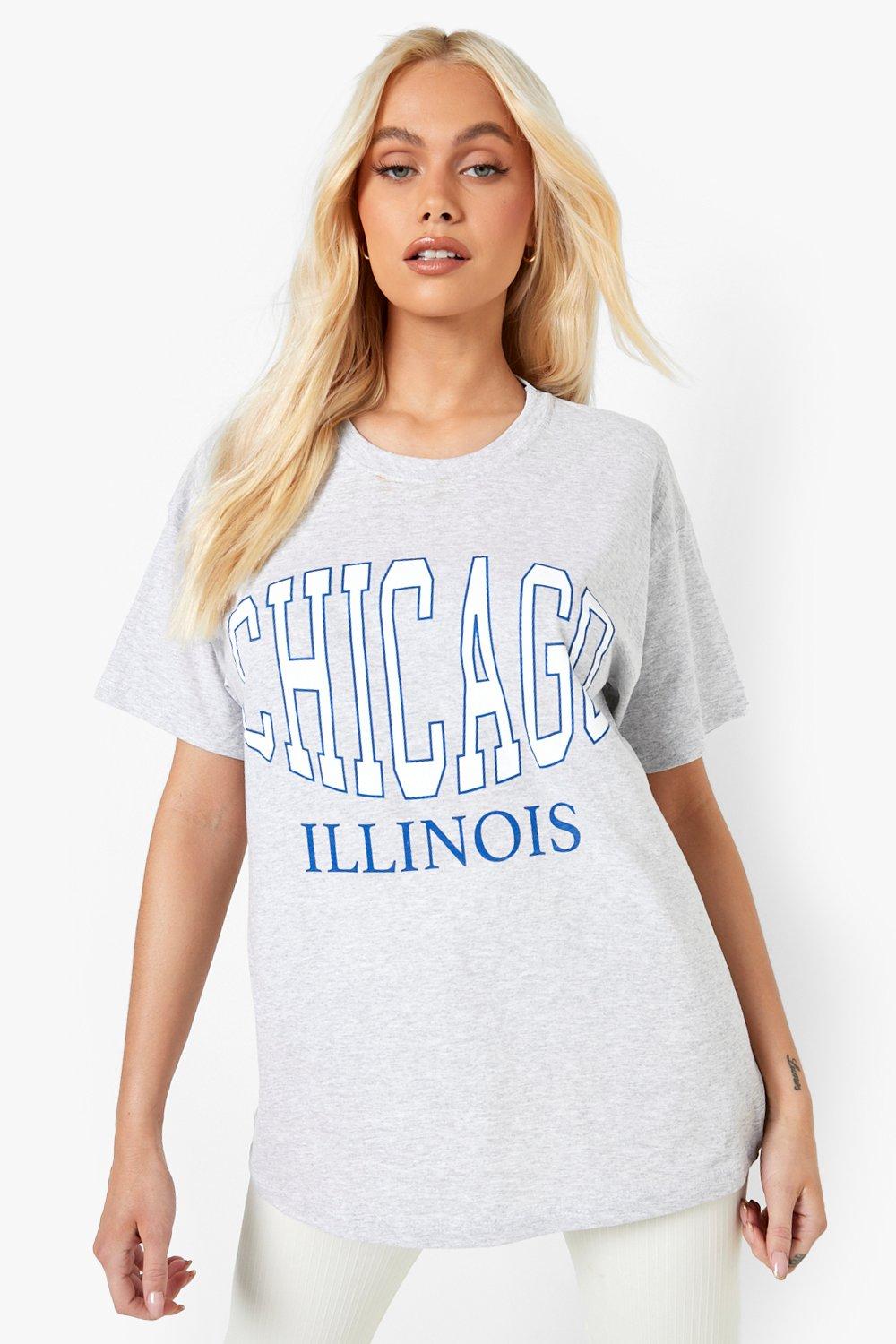 Oversized Overdye Chicago T-Shirt, Grey Marl