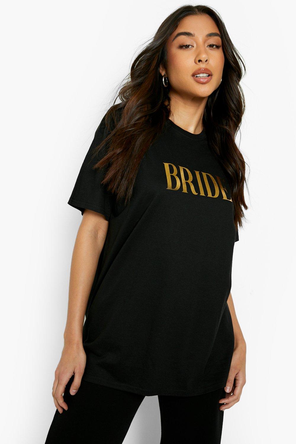 Oversized Bride T-Shirt Met Aluminium Print, Black