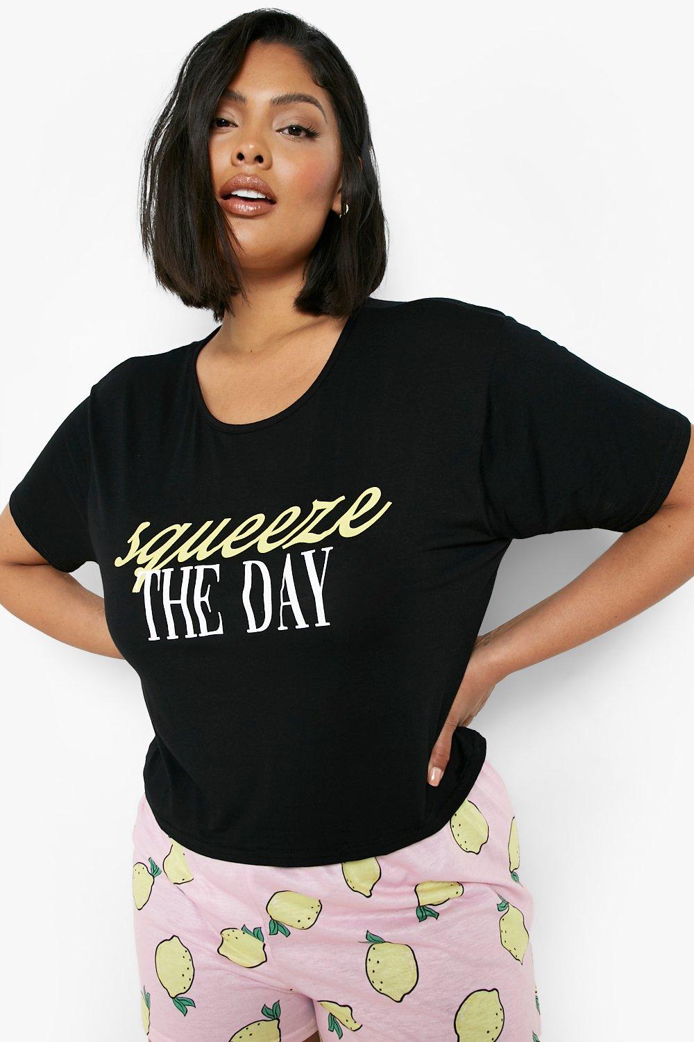 Plus - Squeeze The Days Pajamas Med Shorts, Black