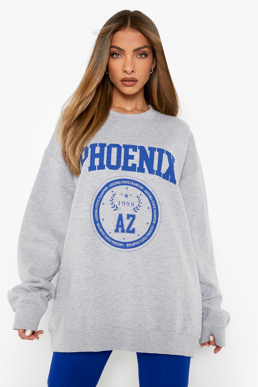 Phoenix Printed Oversized Sweater, Grey