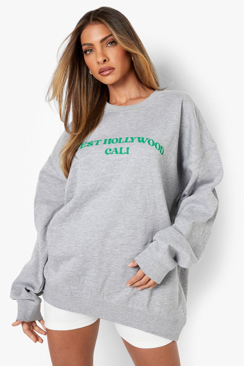 West Hollywood Printed Oversized Sweater, Grey