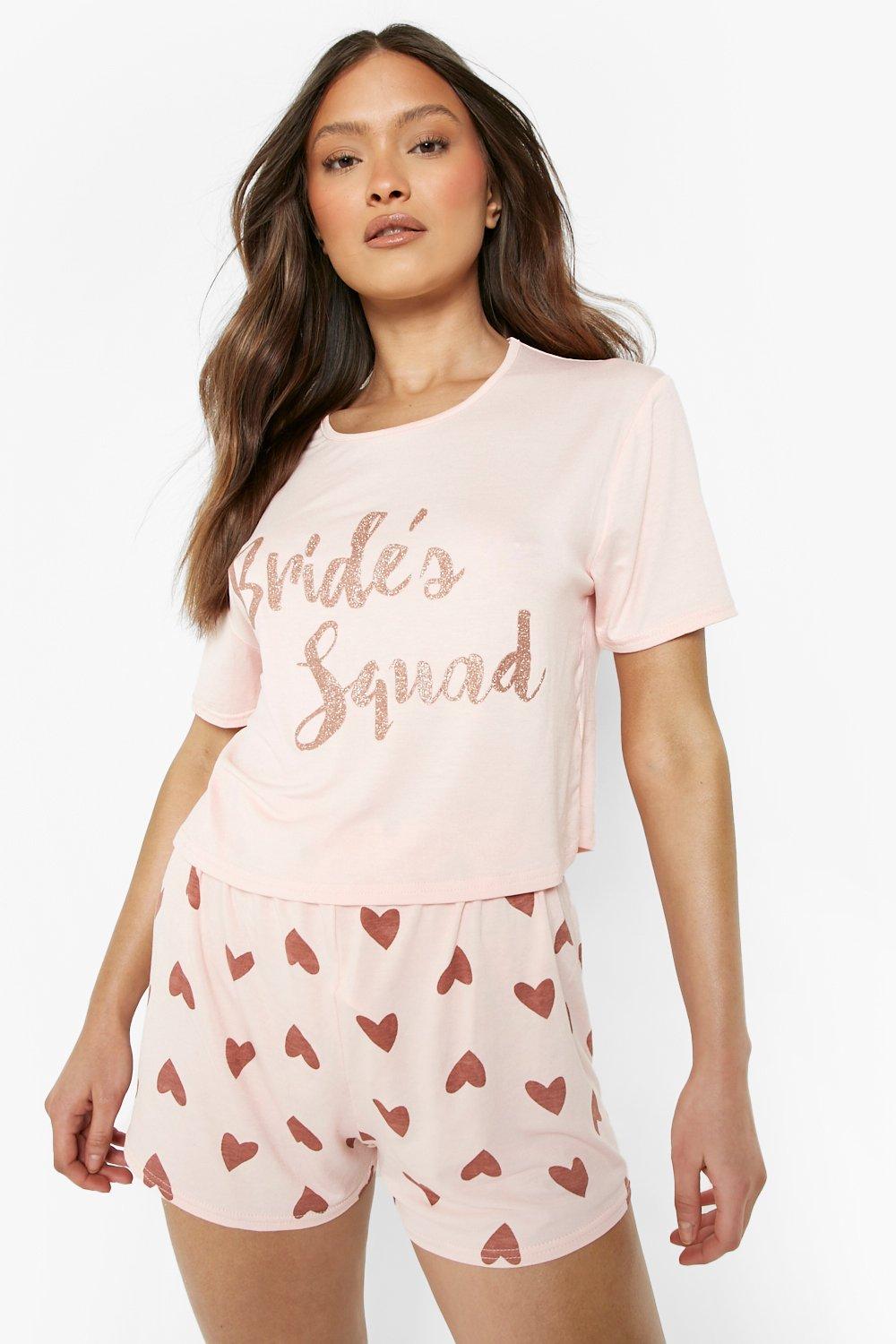 Bride'S Squad Glittrig Pajamas Med Shorts, Pink