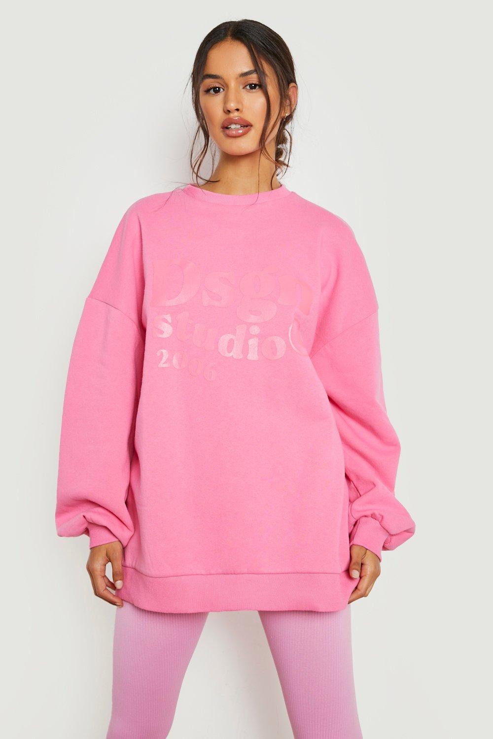 Neon Printed Oversized Sweater, Pink