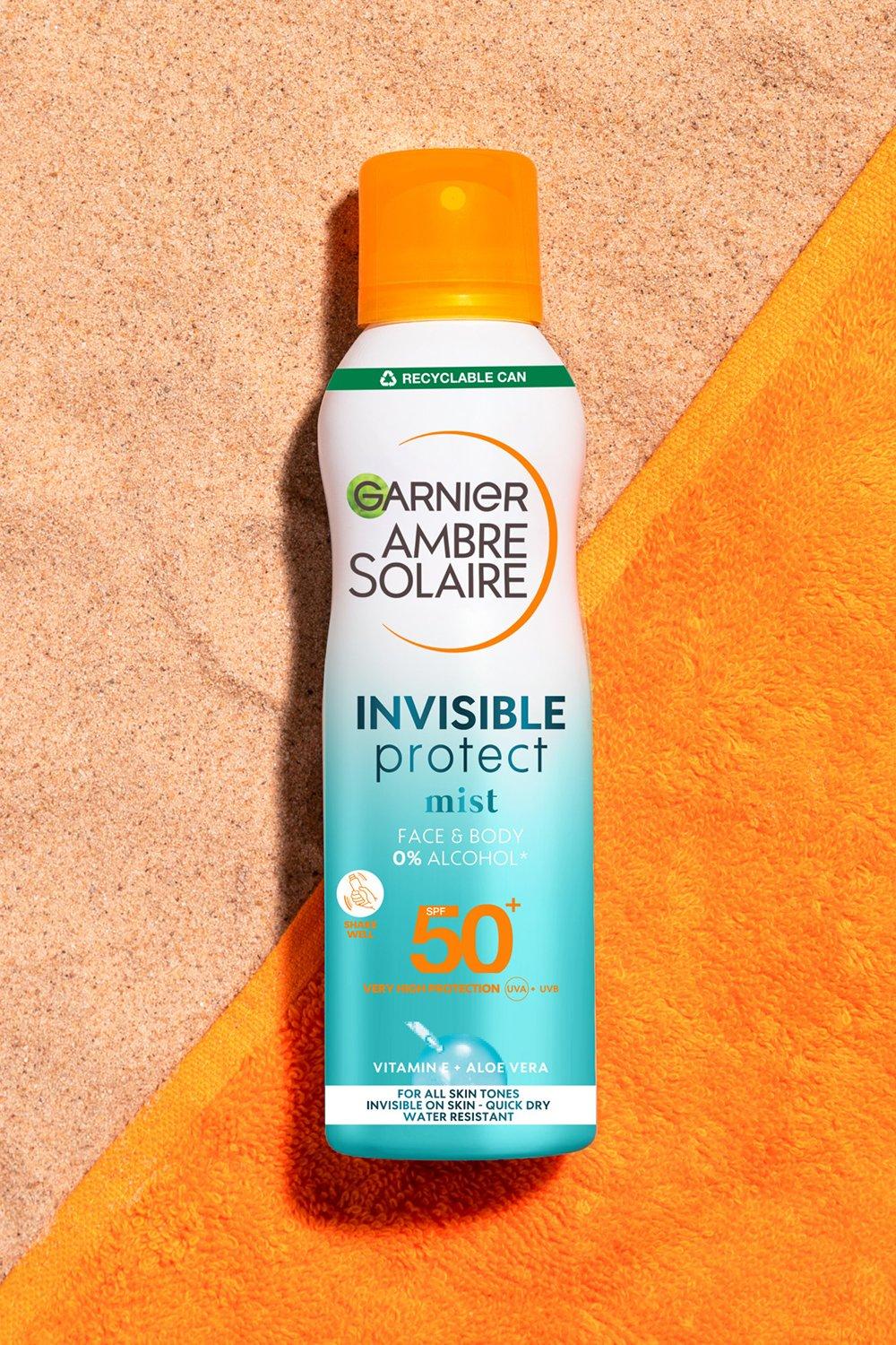 Garnier Ambre Solaire Invisible Protect Mist Transparent Sun Cream Spray Spf50, Uva & Uvb Protection, 200Ml (Bespaar 32%), White