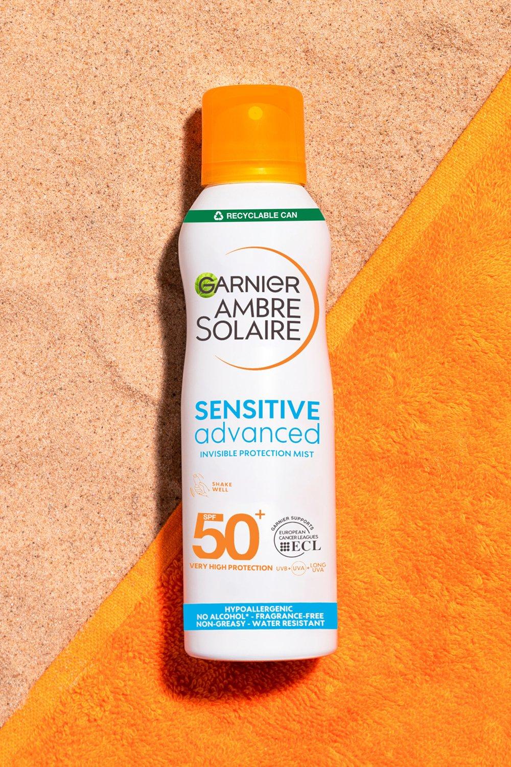 Garnier Ambre Solaire Sensitive Hypoallergenic Dry Mist Sun Cream Spray Spf50+ 200Ml (Bespaar 31%), White