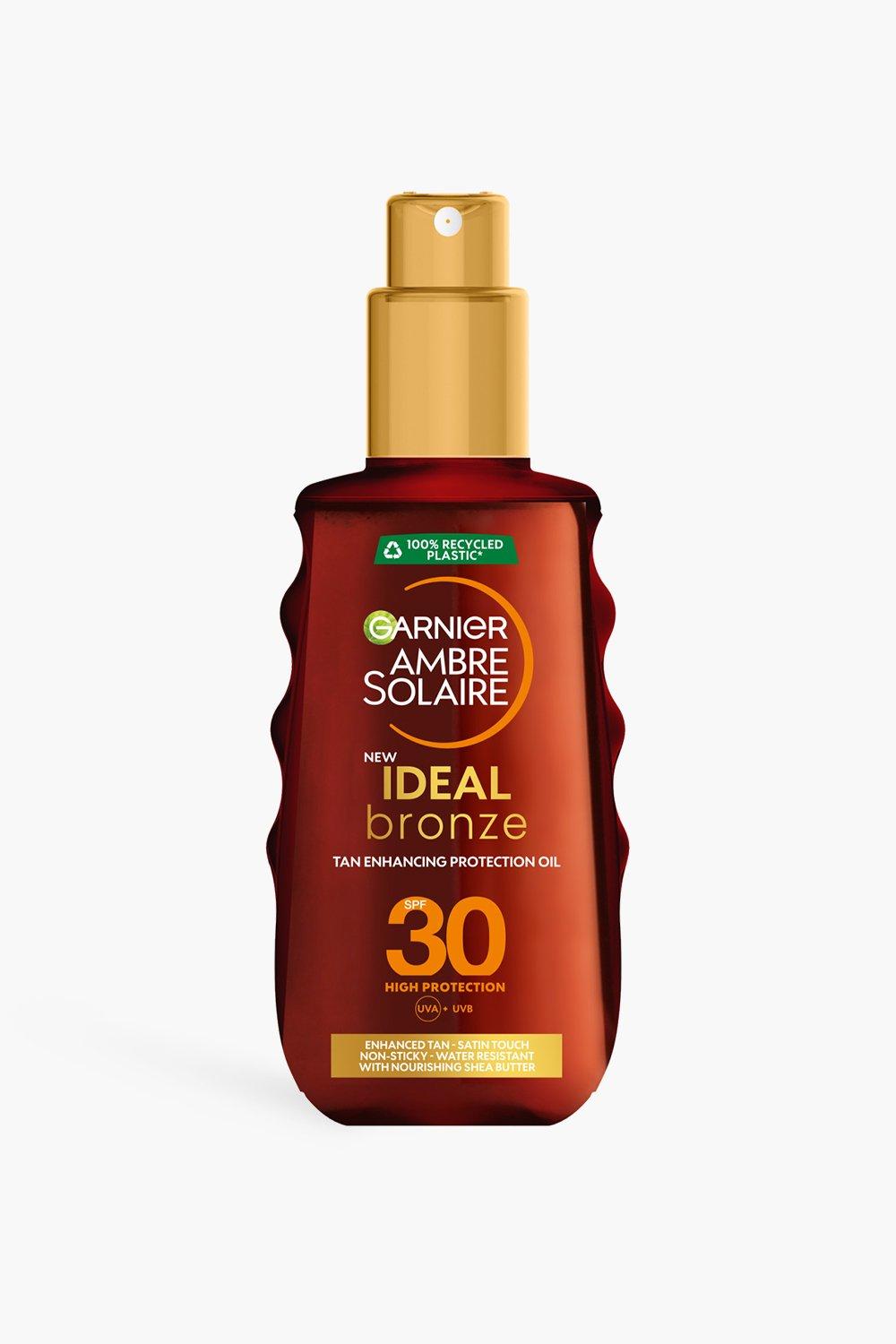 Garnier Ambre Solaire Ideal Bronze Protective Oil Sun Cream Spray Spf30, Uva & Uvb Protection 150Ml (Bespaar 32%), White