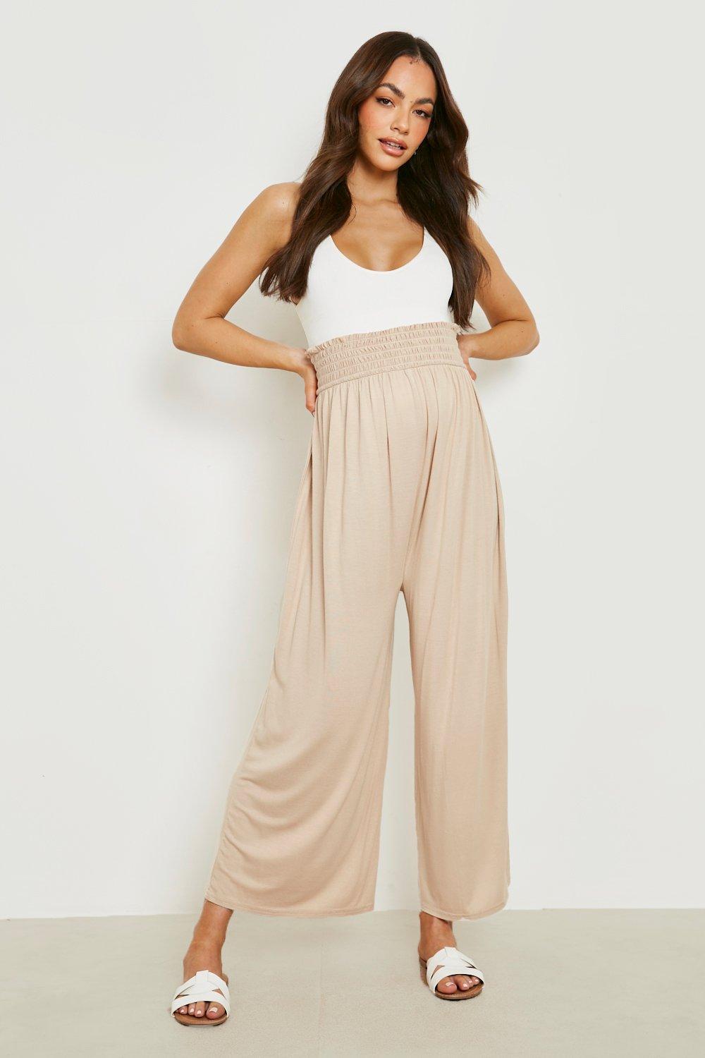 Boohoo Zwangerschap Culotte Broek Met Geplooide Taille, Stone