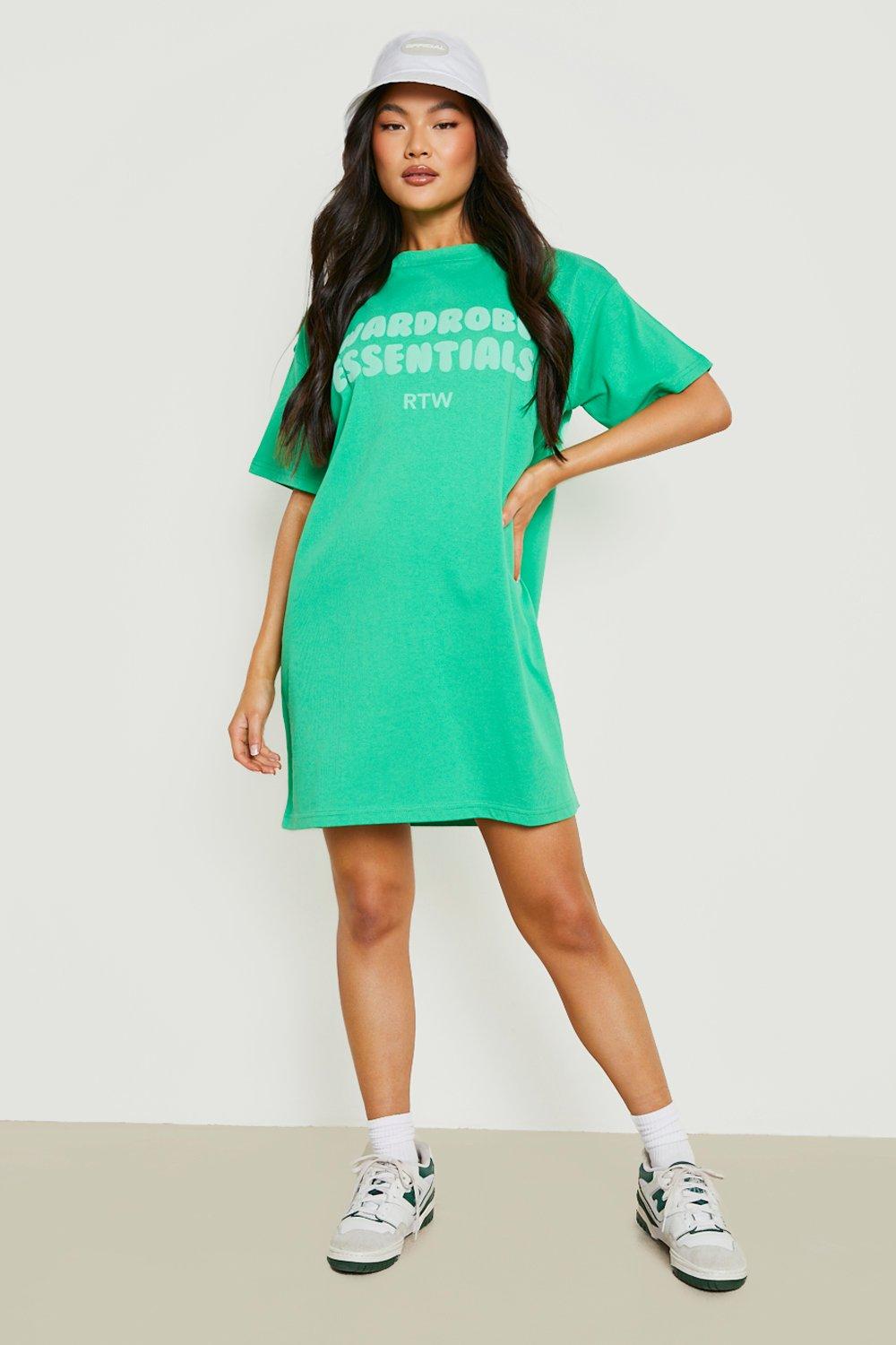 Wardrobe Essentials T-Shirtklänning Med Tryck, Green
