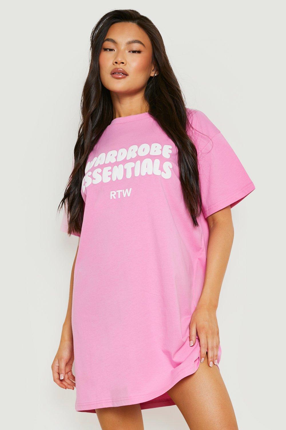 Wardrobe Essentials T-Shirtklänning Med Tryck, Pink