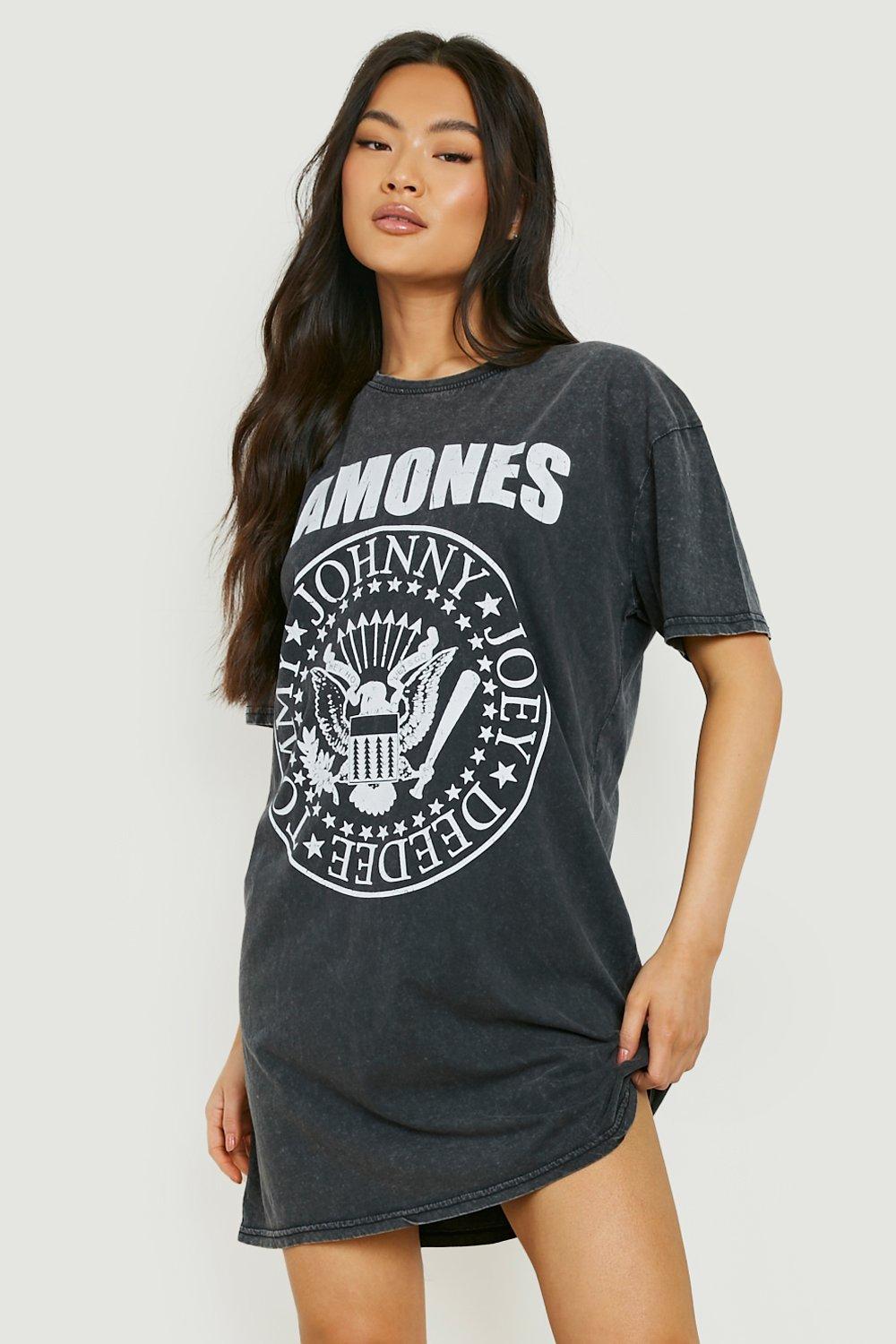 Ramones T-Shirtklänning Med Stentvättad Effekt, Grey