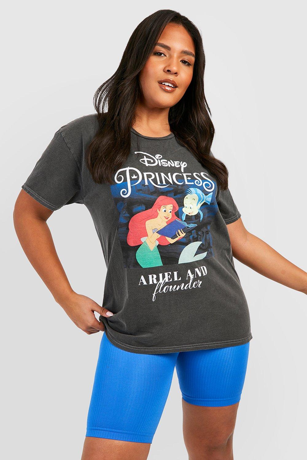 Plus Oversized Gelicenseerd Little Mermaid T-Shirt, Charcoal