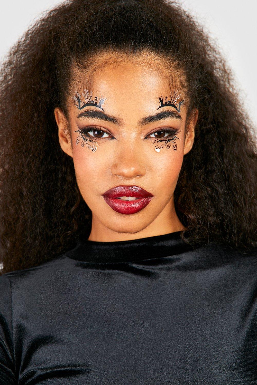 Image of Womens Halloween Adhesive Face Lace Eyeliner - Black - One Size, Black