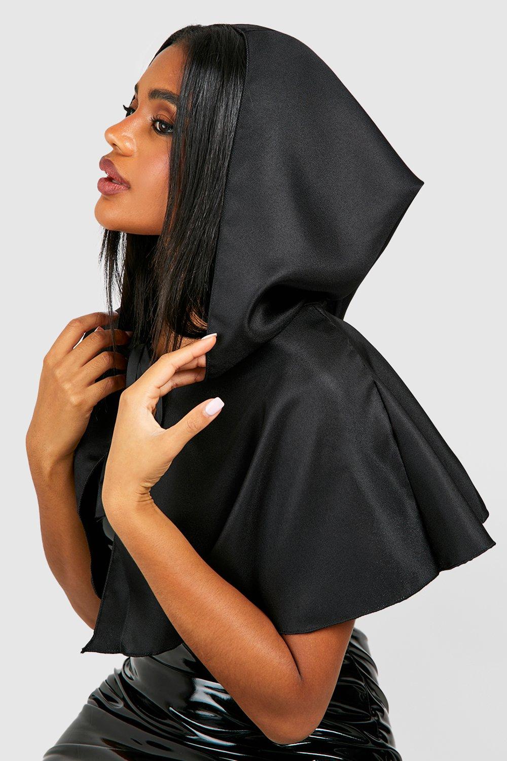 Image of Womens Black Halloween Hooded Cloak - One Size, Black