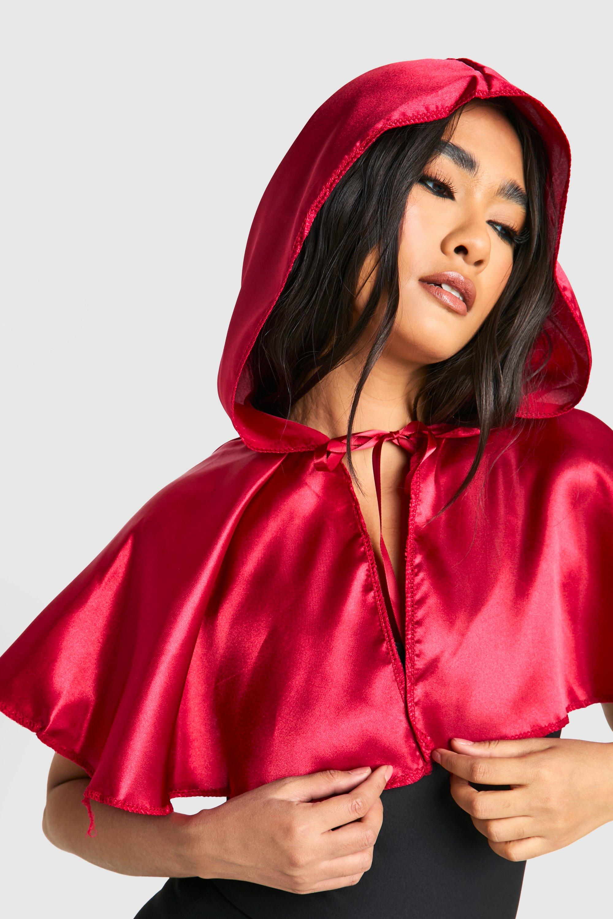 Image of Womens Red Halloween Hooded Cloak - One Size, Red