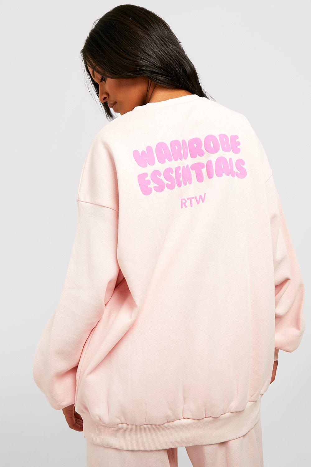 Felpa Tall oversize con slogan Wardrobe Essentials, Pink