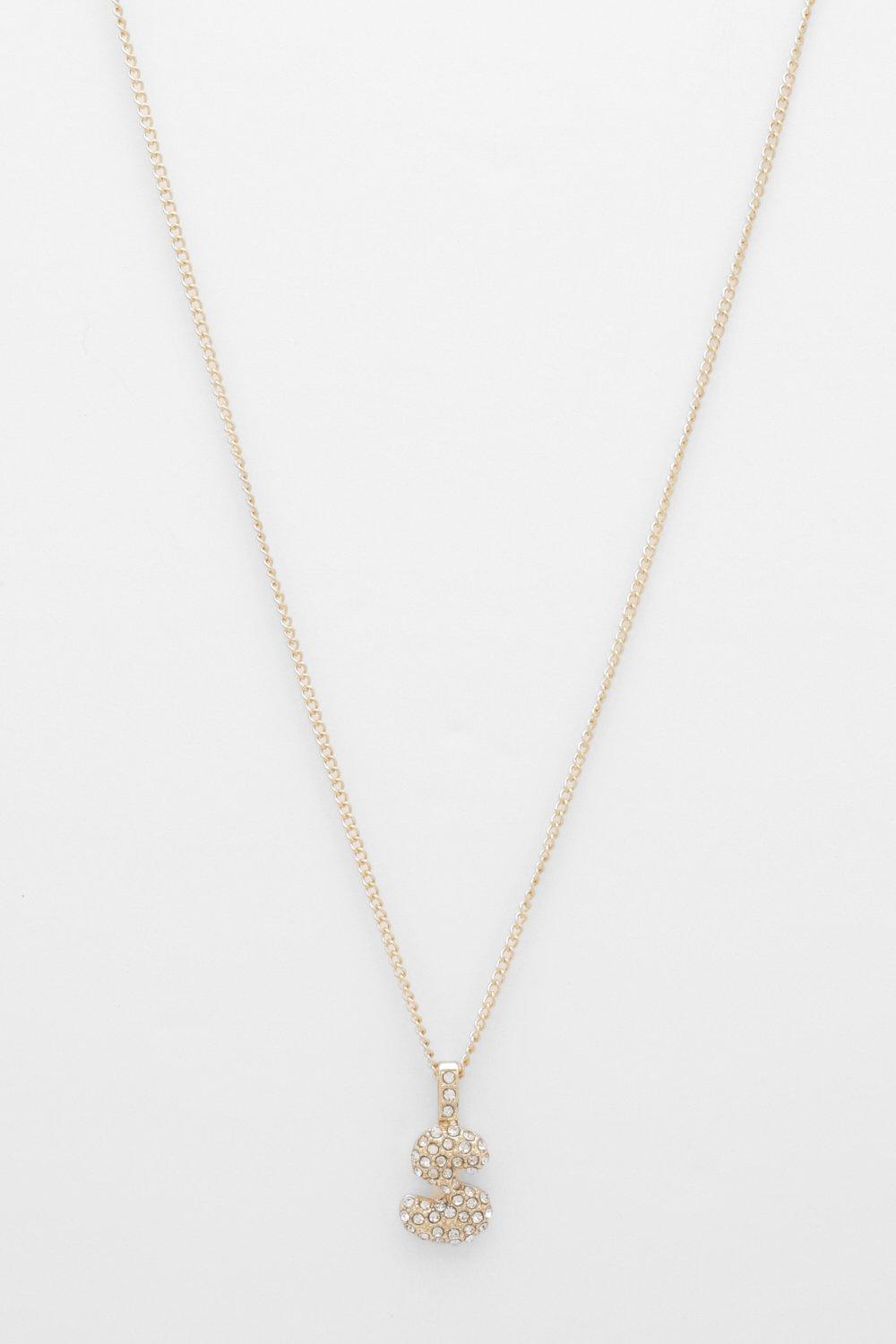 Pave Bubble 'S' Letter Ketting, Gold