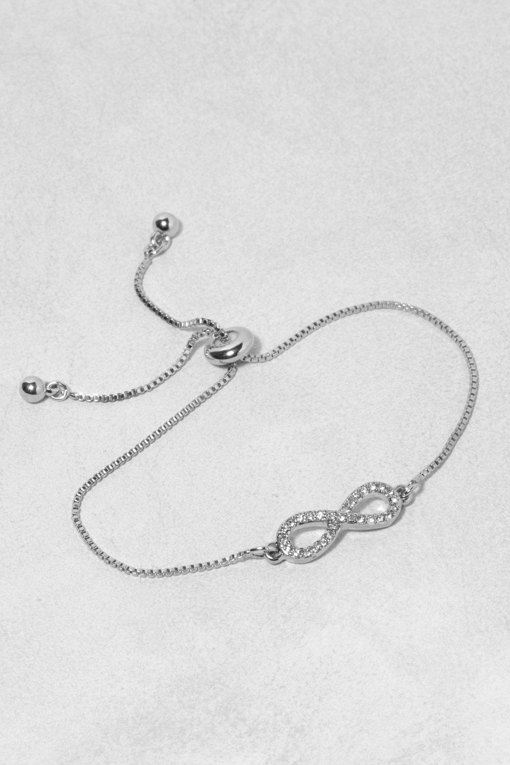 Image of Bracciali a catena con simbolo dell'infinito, chiusura a scorrimento, Grigio