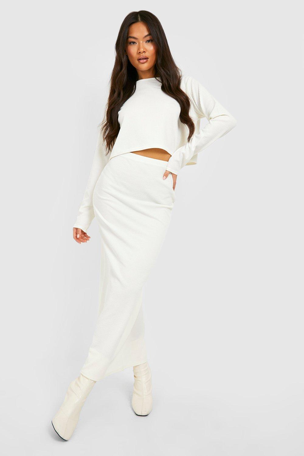Boohoo Geribbelde Boxy Crop Top Met Ronde Hals, Sage