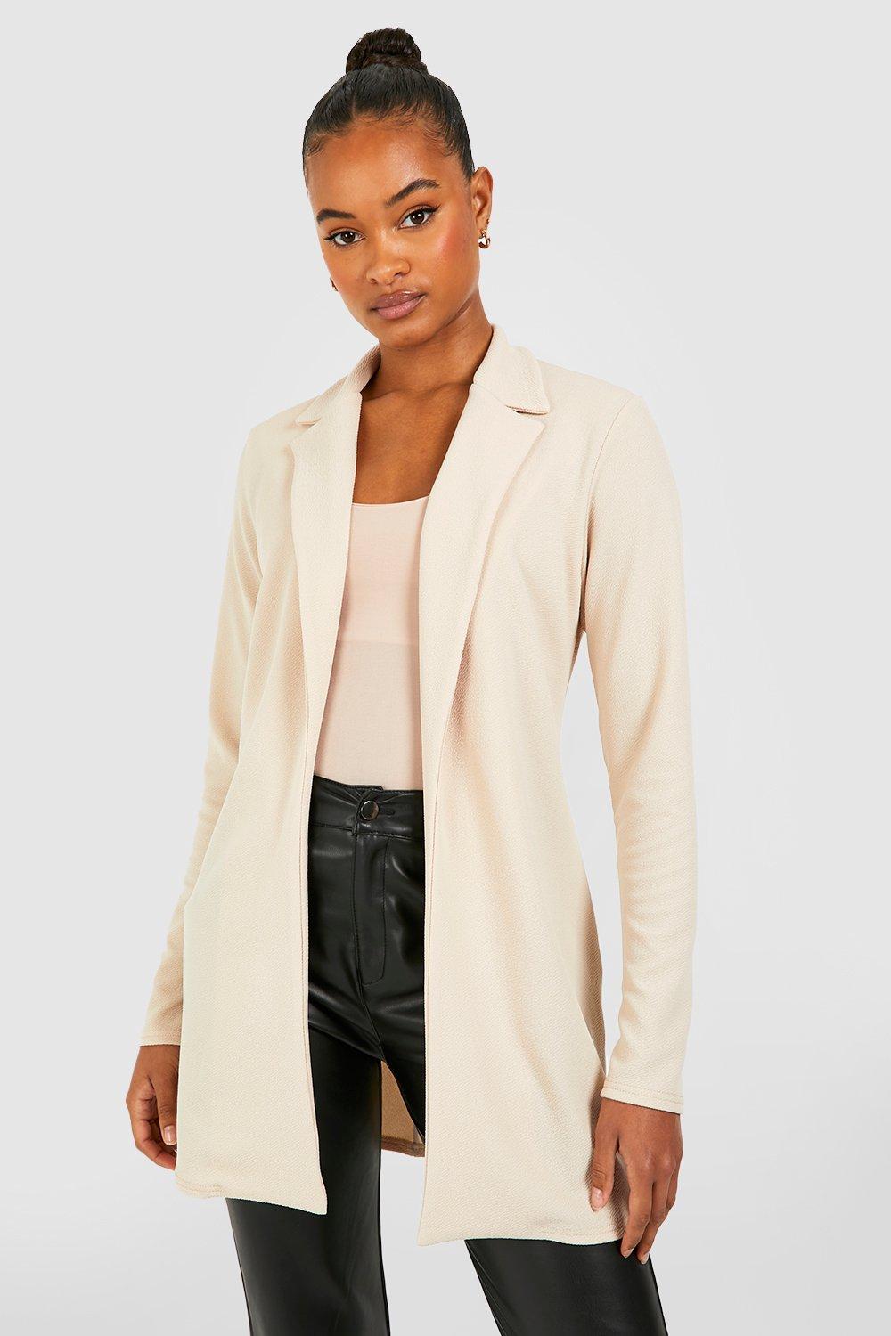 Boohoo Tall Getailleerde Basic Jersey Long Line Blazer, Taupe