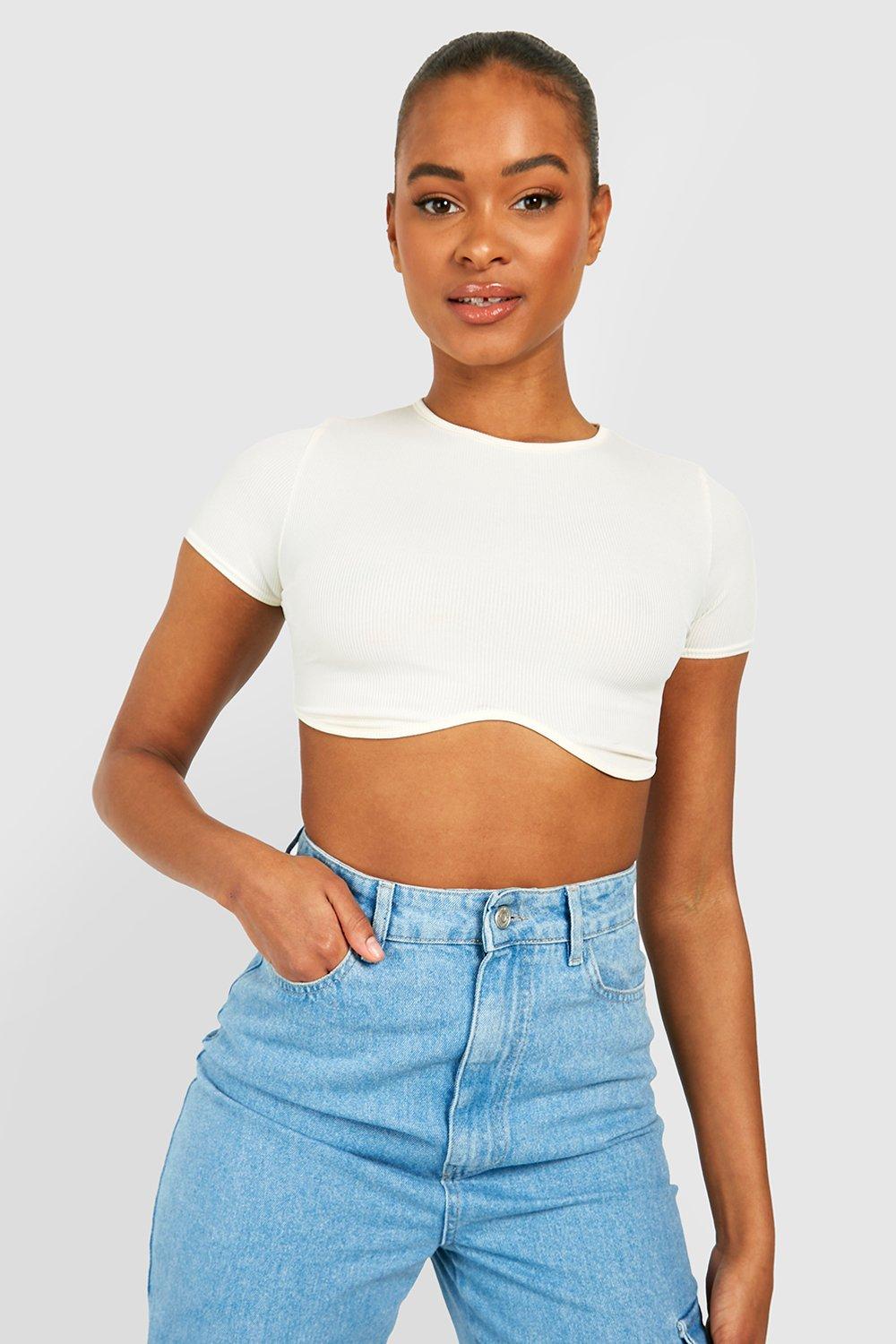 "Tall" - Crop Top Cotele - Blanc - 44, Blanc
