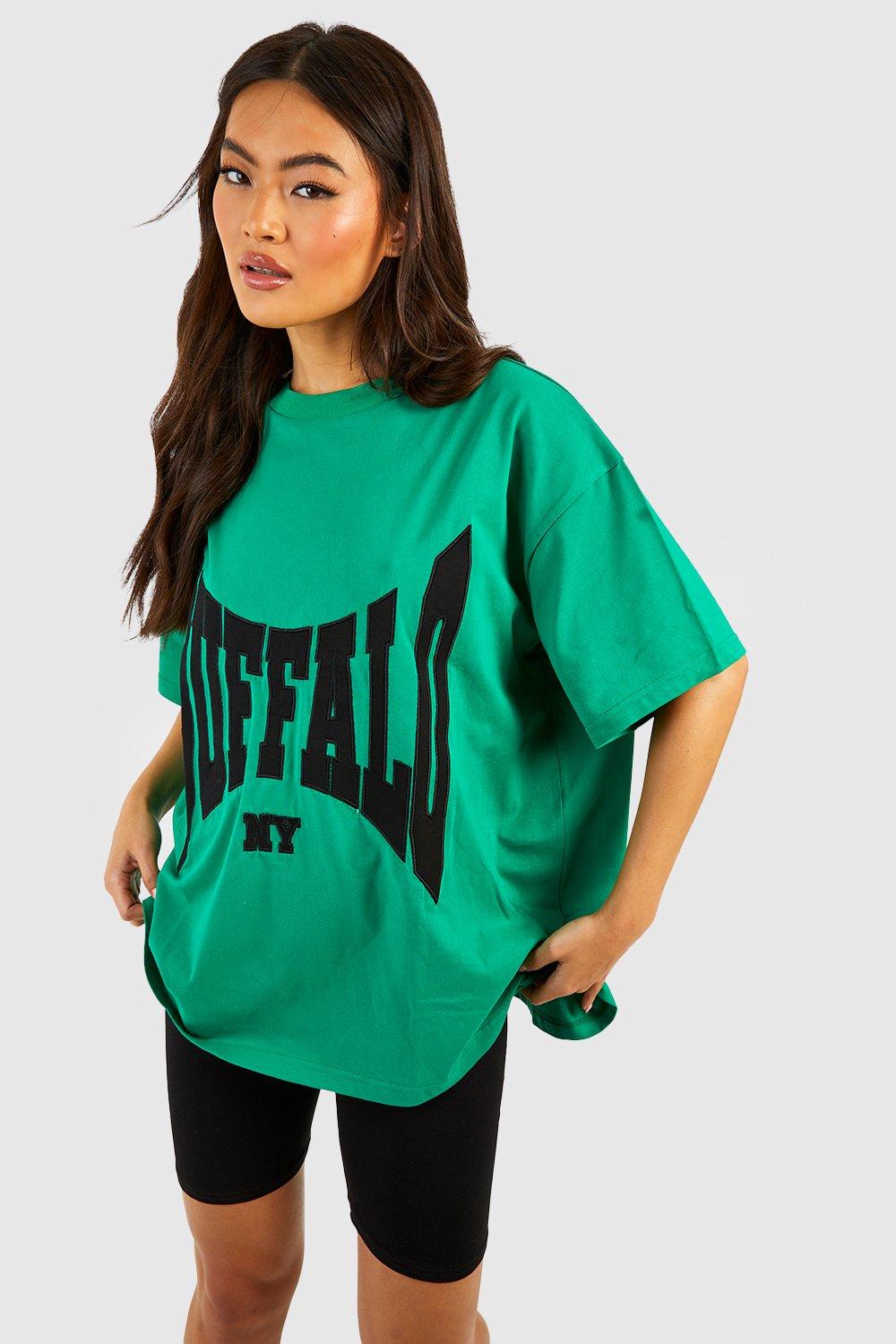 Image of T-shirt oversize con applique Buffalo, Verde