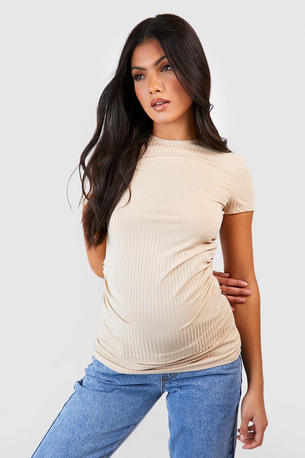 Maternity Rib Scoop Neck T-Shirt - Beige - 16 product