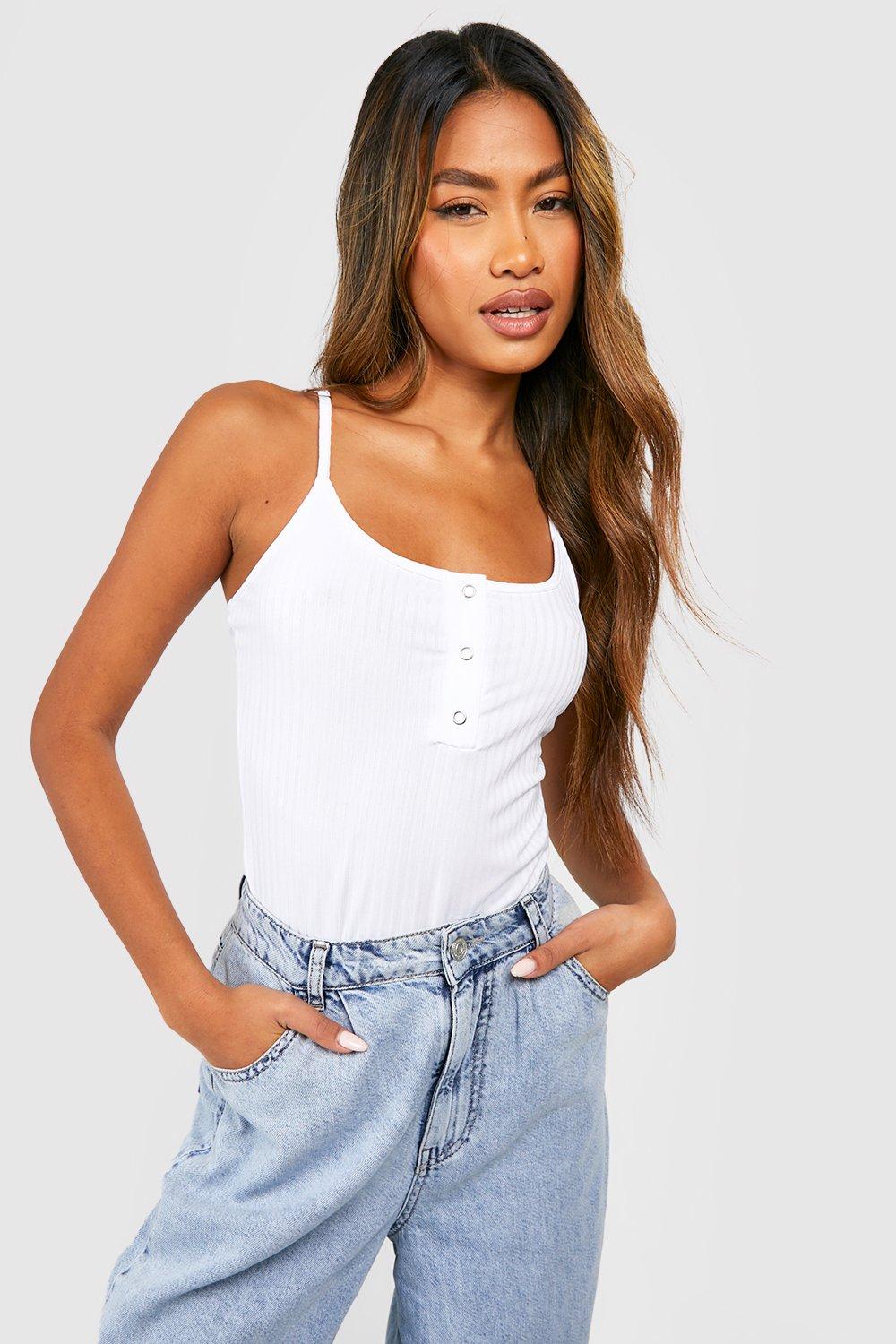 Rib Popper Detail Cami Top - White - 14 product