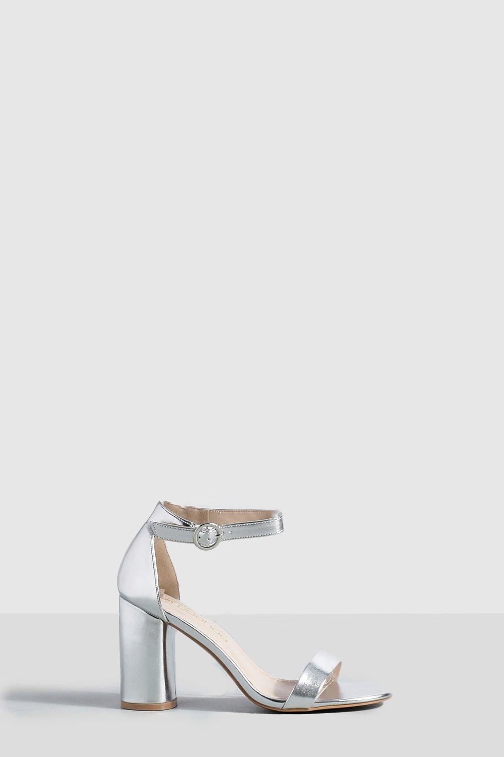 Image of Scarpe a calzata ampia in due parti effetto nudo con tacco arrotondato, Grigio