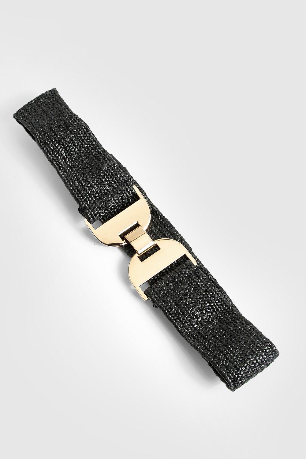 Image of Cintura in vita elasticizzata con chiusura in metallo, Nero
