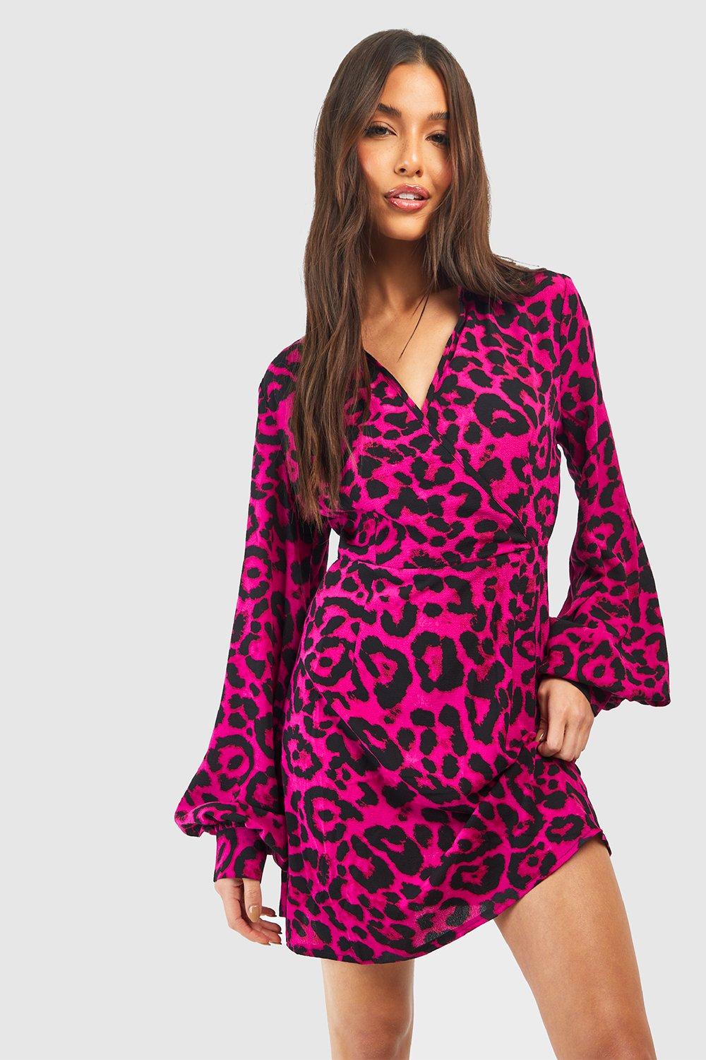 Miniabito a camicia leopardato, Pink