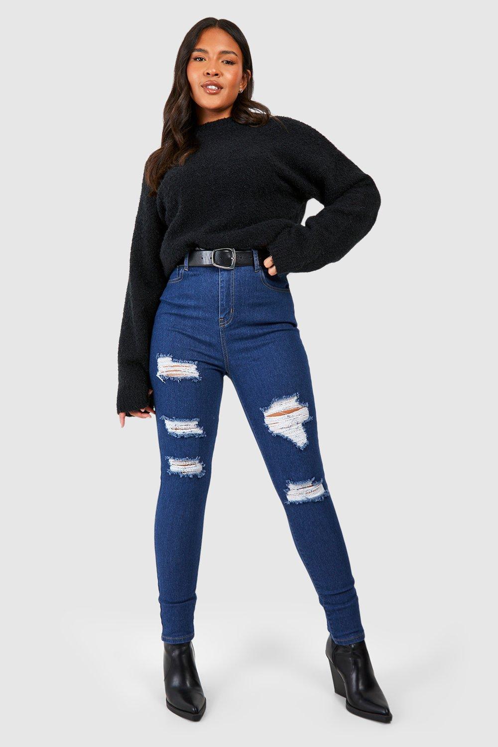 Image of Jeans Plus Size Skinny Fit effetto smagliato, Grigio
