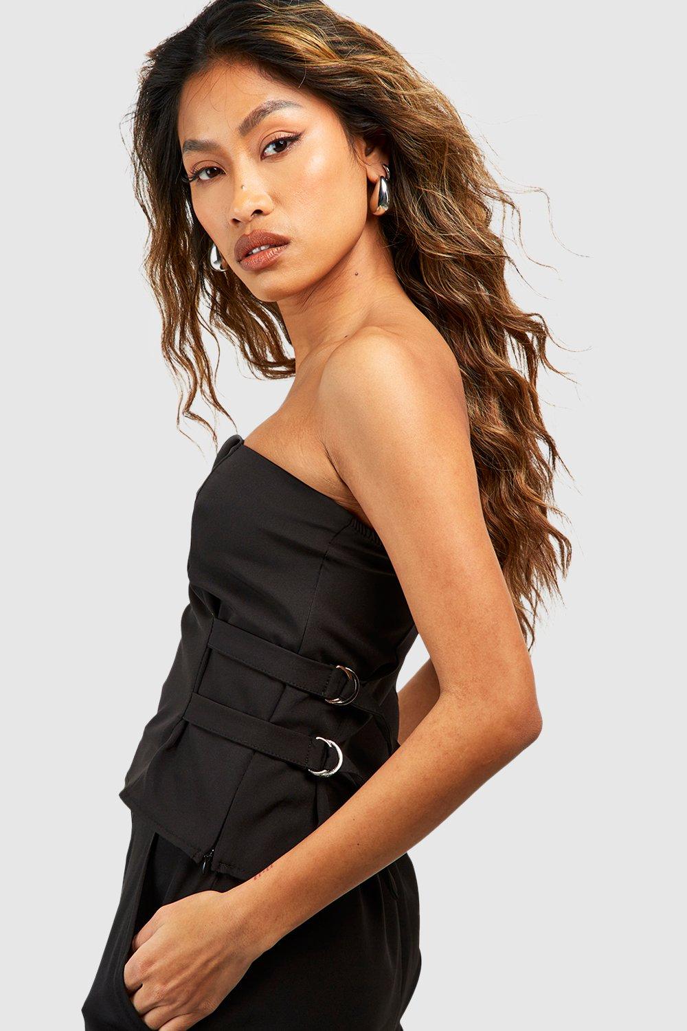 Boohoo Woven D Ring Bandeau, Black