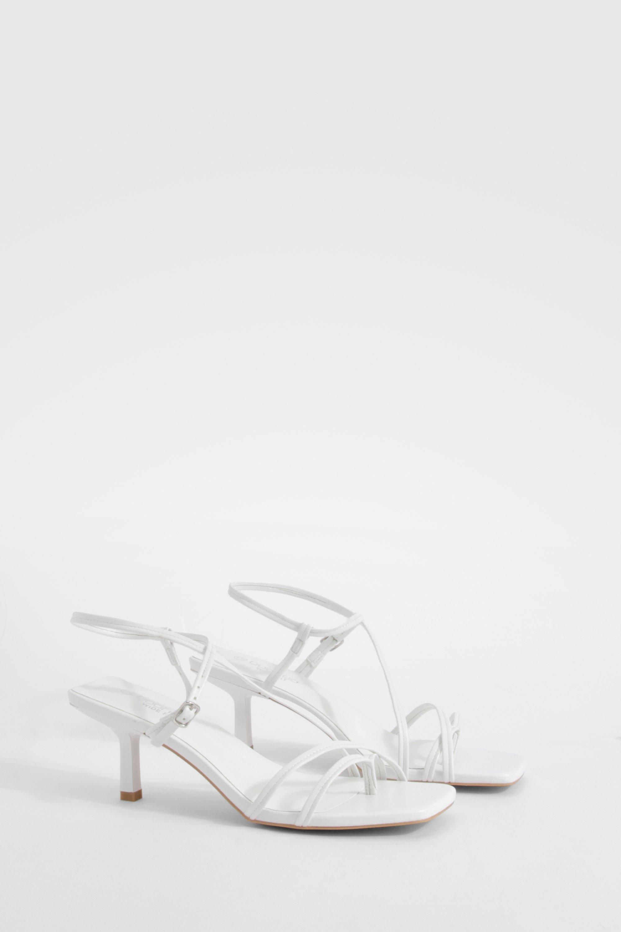 Wide Fit Crossover Strap Low Heels - White - 5