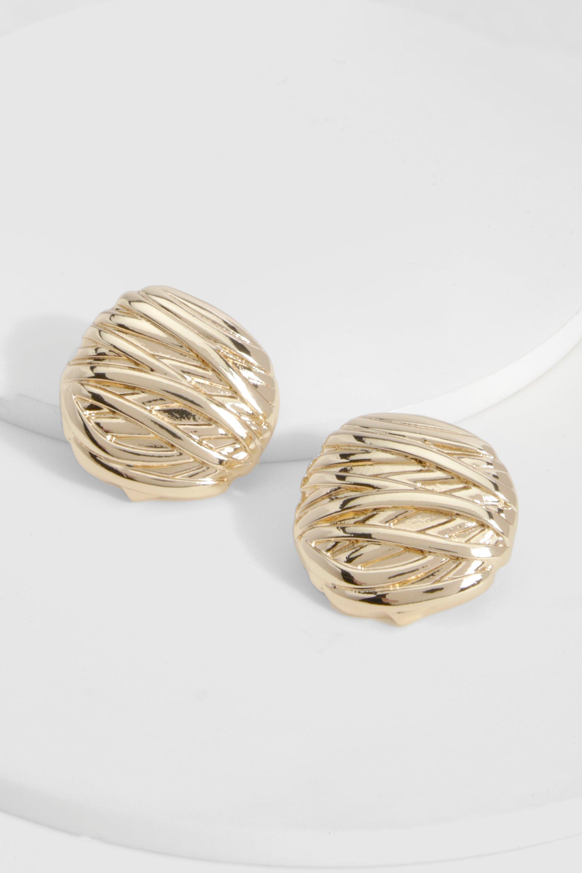 Image of Circle Textured Stud Earrings, Metallics