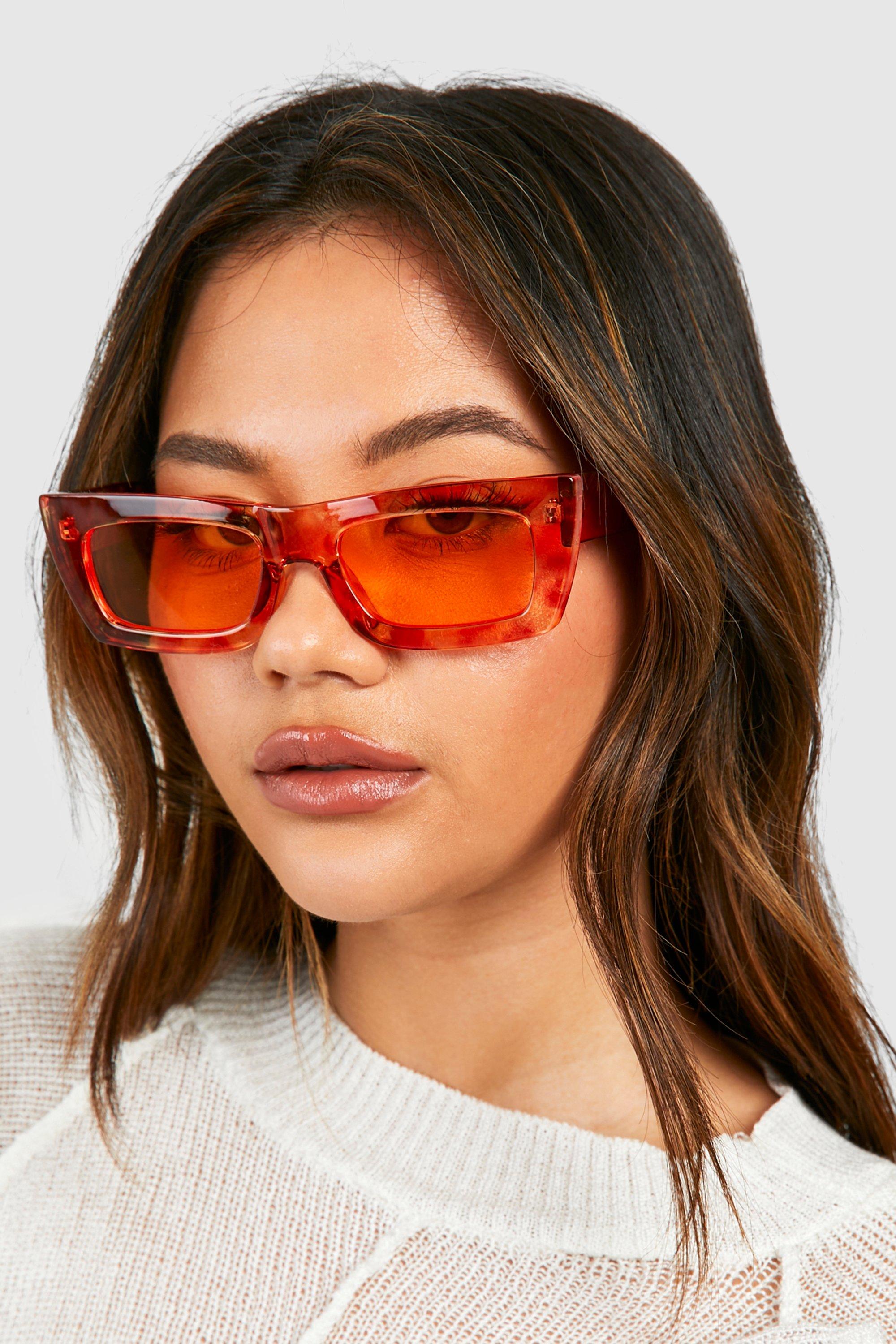Image of Orange Square Frame Sunglasses, Arancio