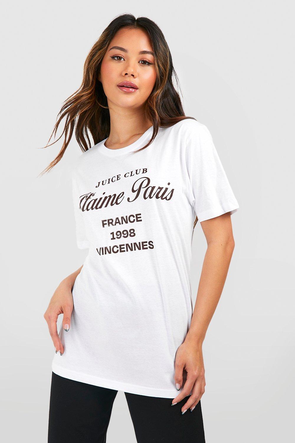 Image of J'taime Paris Slogan Oversized T-shirt, Bianco