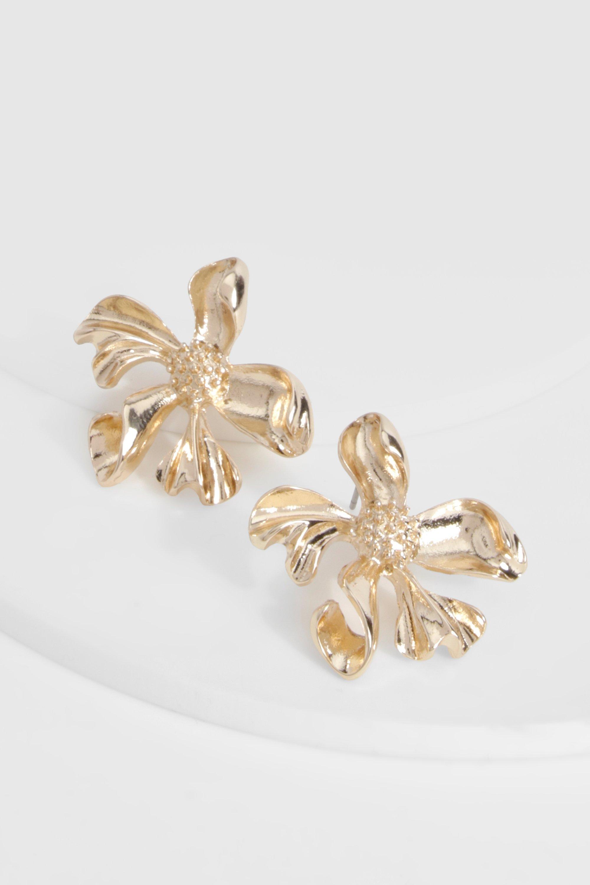 Image of Flower Stud Earrings, Metallics