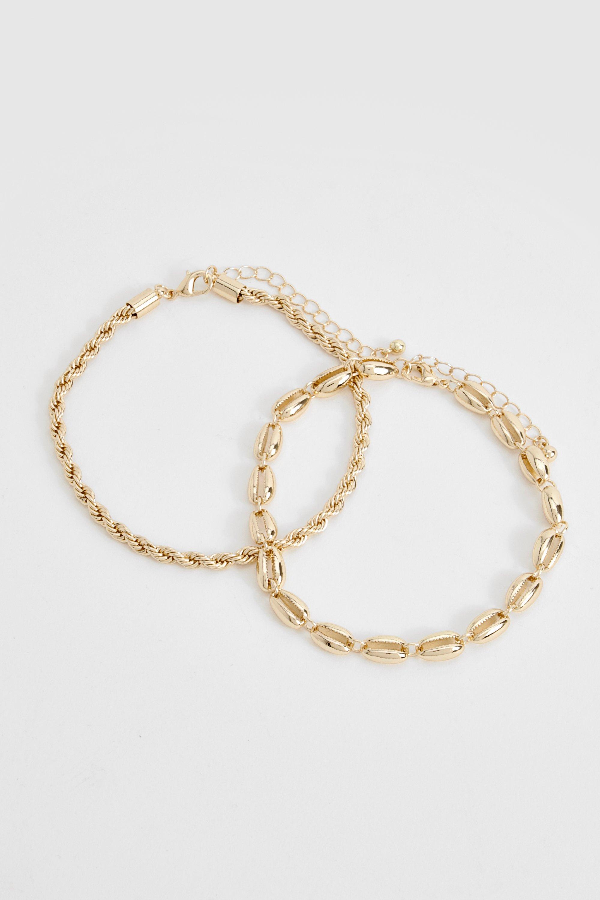 Image of Sea Shell And Chain Anklet, Metallics