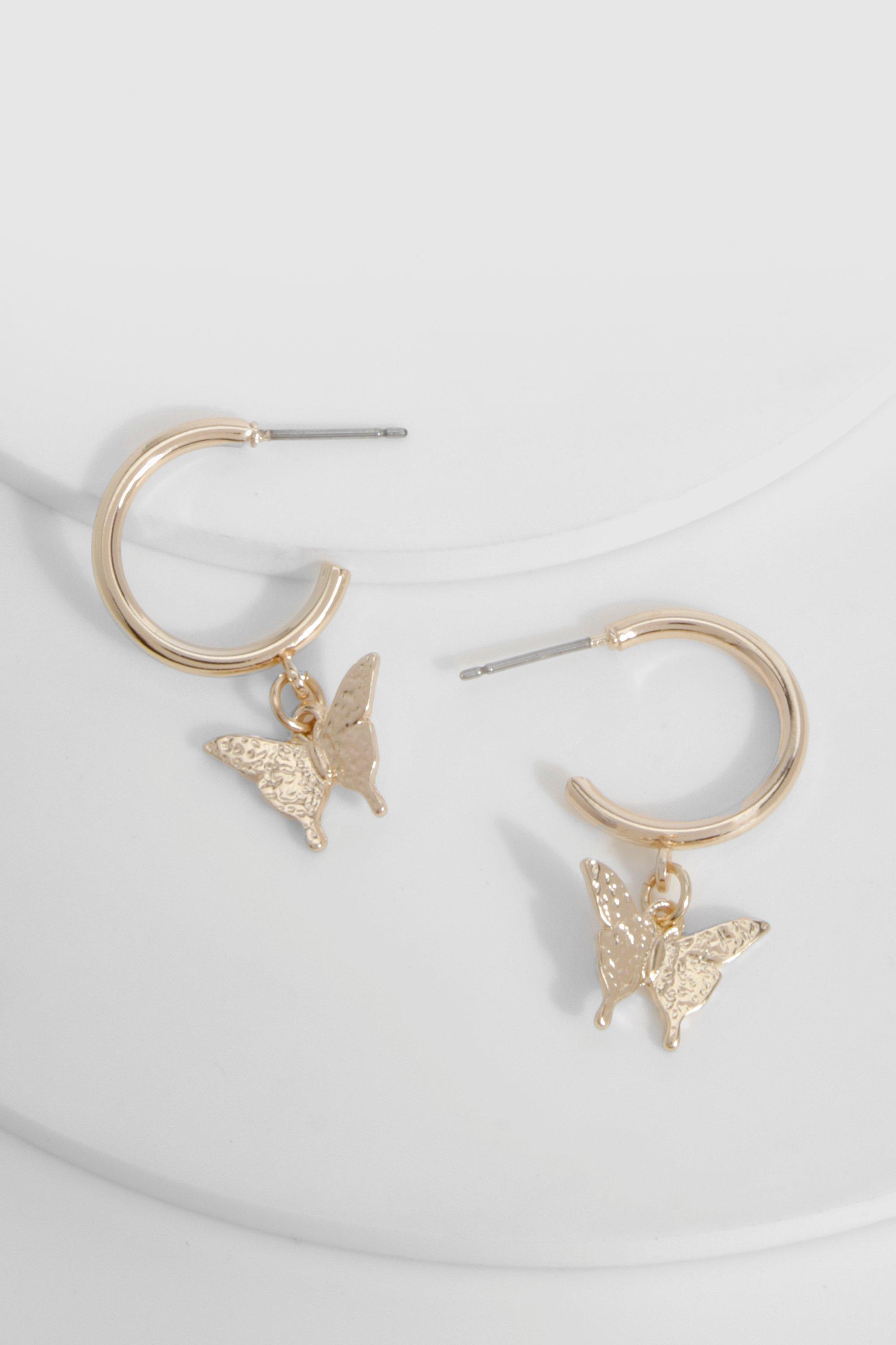 Image of Butterfly Hoop Earrings, Metallics
