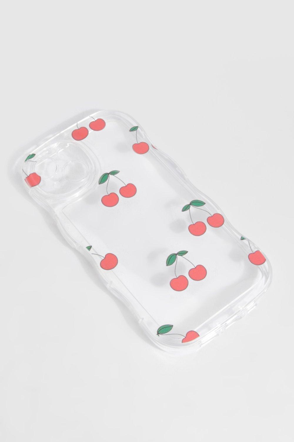 Image of Cherry Detail Wavy Phone Case, Rosso