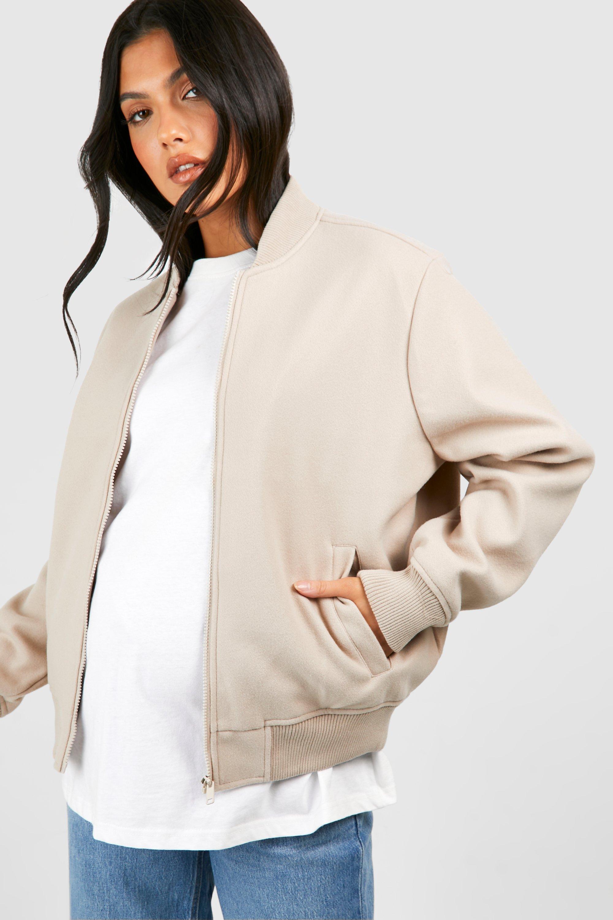 Image of Maternity Wool Bomber Jacket, Bianco